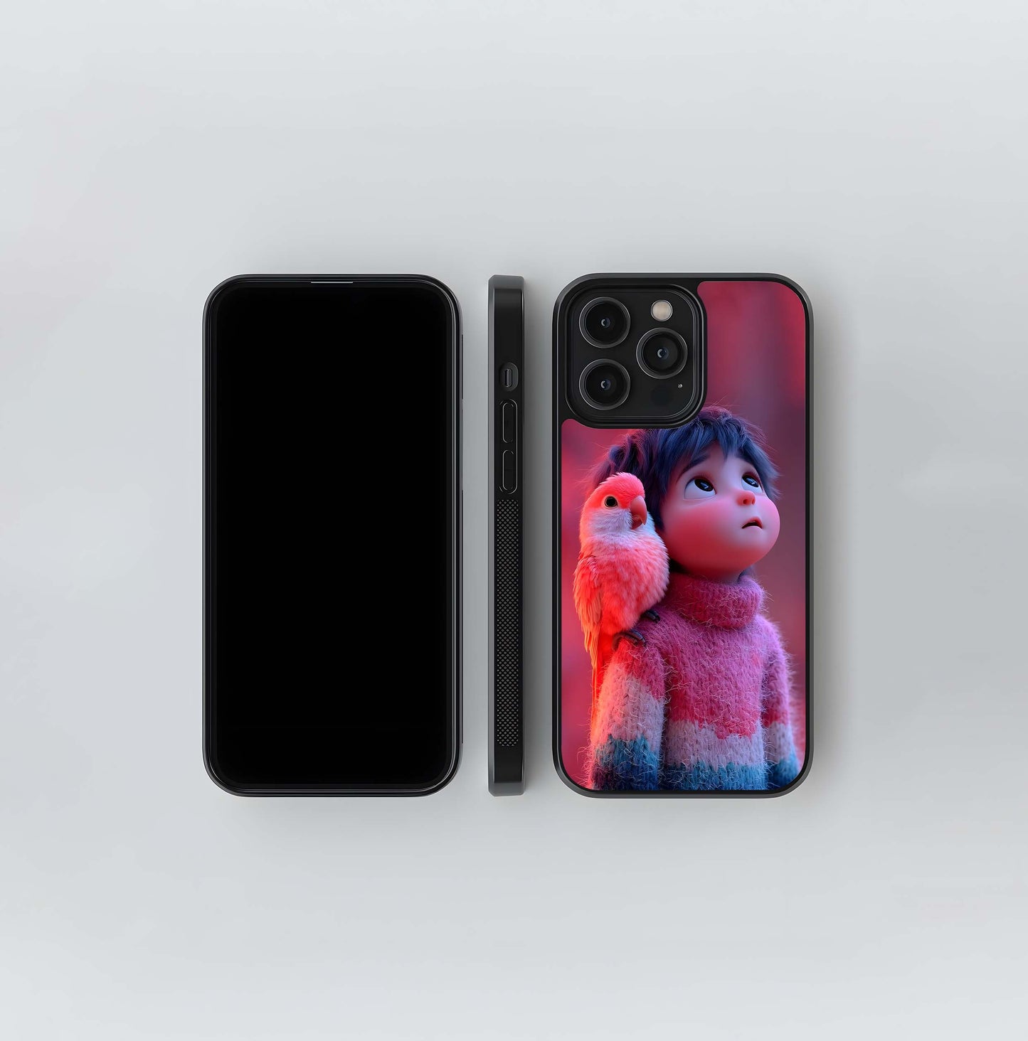 Chubby Cheeks & Pink Parrot Glass Case