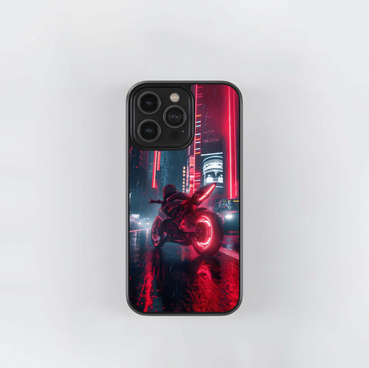 Neon Cyberpunk Rider Glass Case