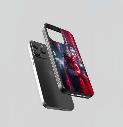 Neon Cyberpunk Rider Glass Case