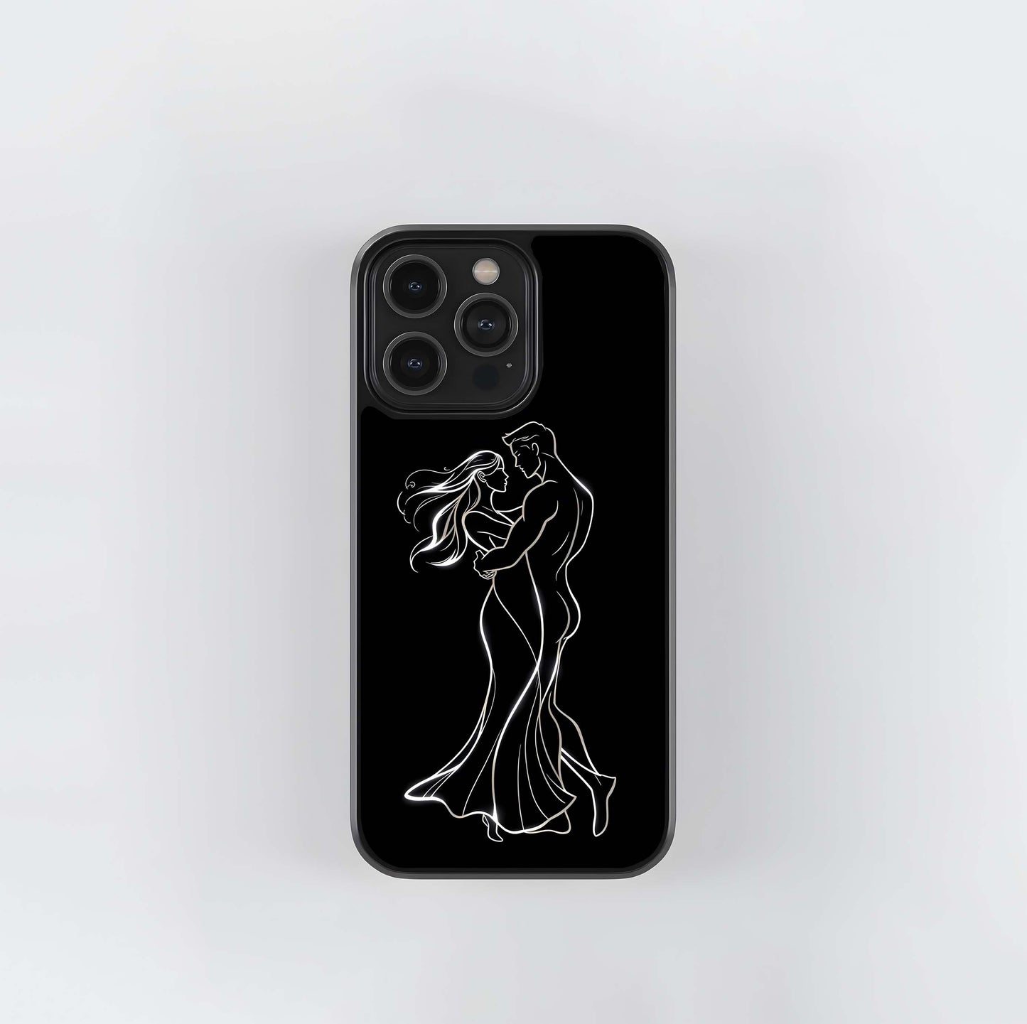Neon Embrace Silhouette Glass Case