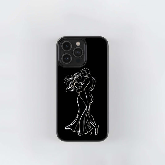 Neon Embrace Silhouette Glass Case