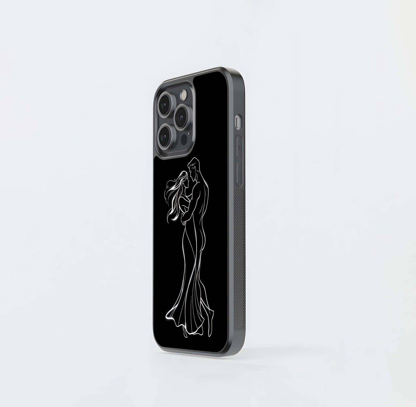 Neon Embrace Silhouette Glass Case