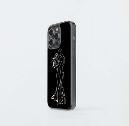 Neon Embrace Silhouette Glass Case