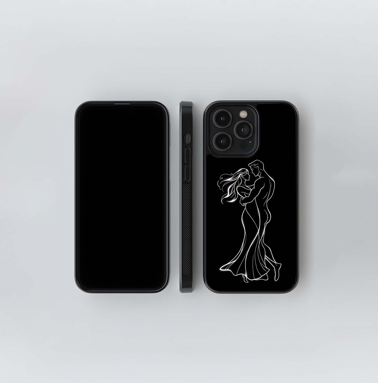 Neon Embrace Silhouette Glass Case