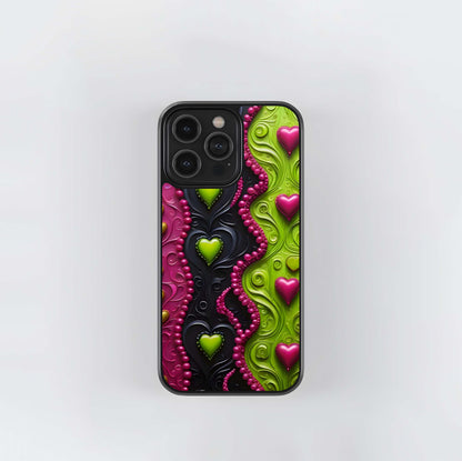 Neon Heart Relief Glass Case