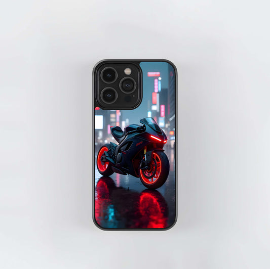 Neon Red Cyber Rider Glass Case