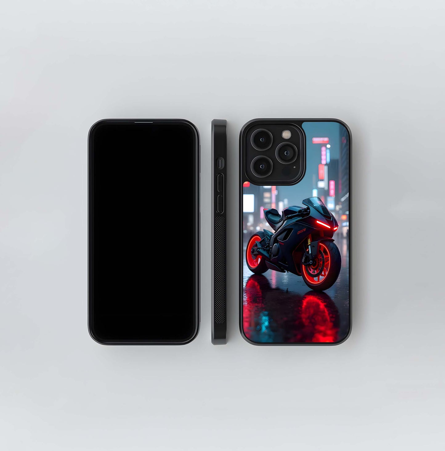 Neon Red Cyber Rider Glass Case