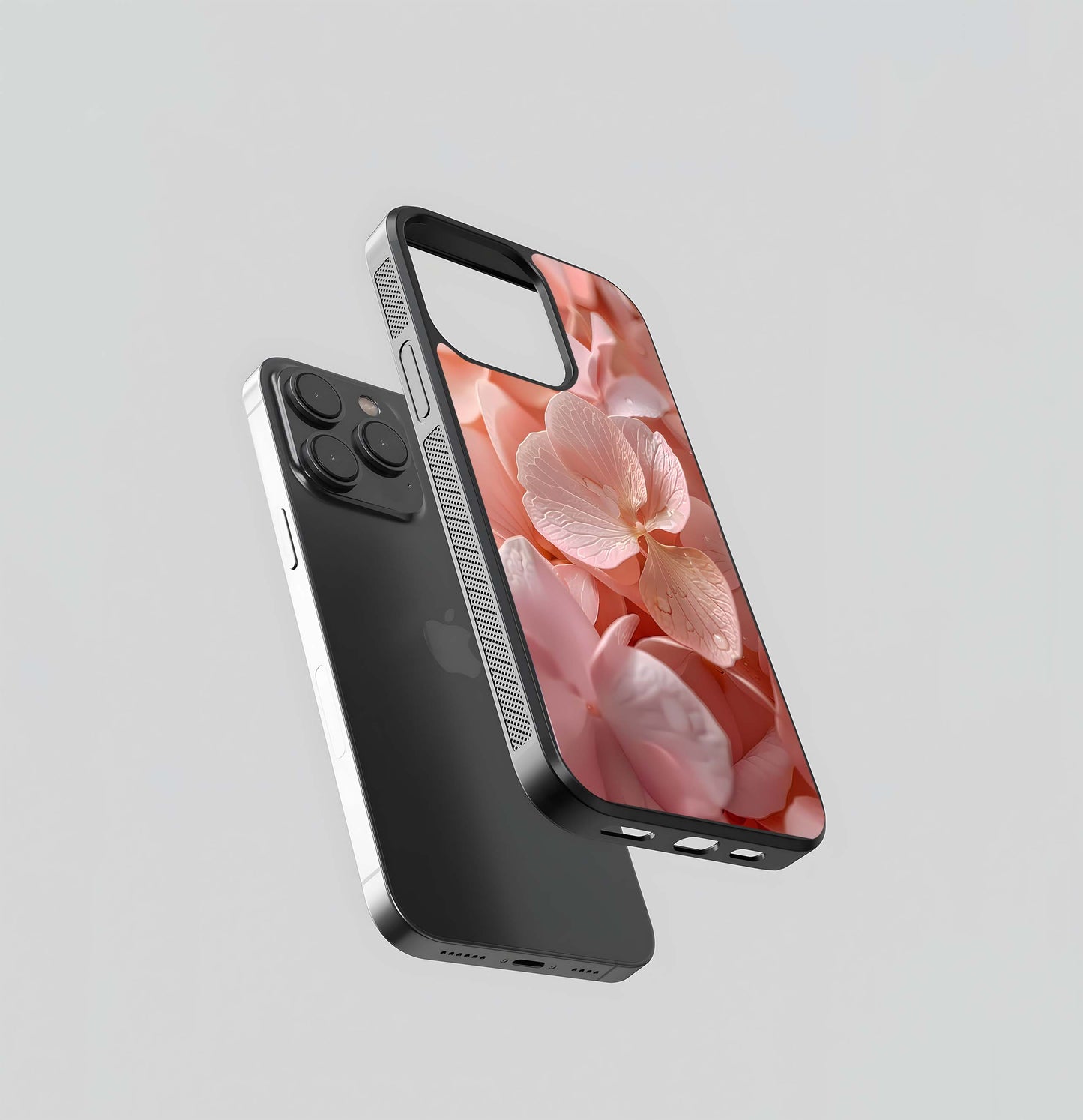 Close-up Soft Pink Hydrangea Glass Case