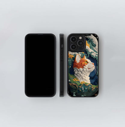Textured Sea Wave Cat Portrait Glass Case