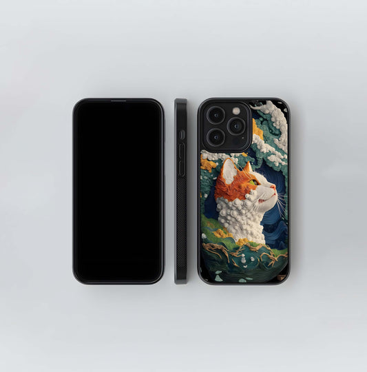 Textured Sea Wave Cat Portrait Glass Case