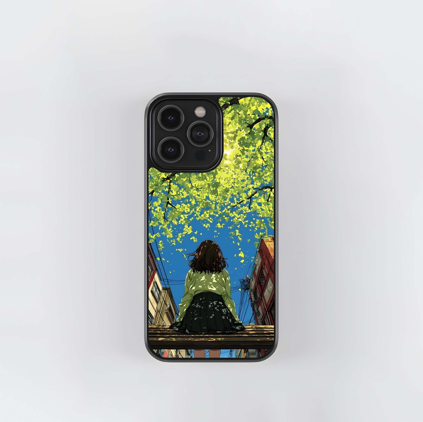Golden Leaves Glow Glass Case