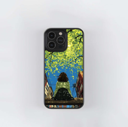 Golden Leaves Glow Glass Case