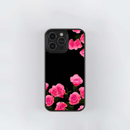 Neon Roses in the Midnight Sky Glass Case