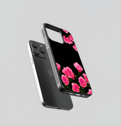 Neon Roses in the Midnight Sky Glass Case