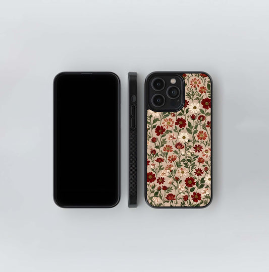 Biege Flower With Leaf Glass Case Glass Case