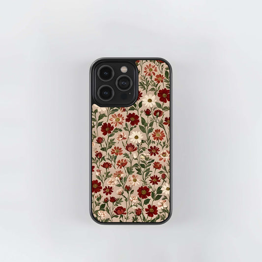Biege Flower With Leaf Glass Case Glass Case