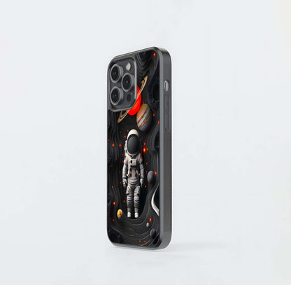 Astronaut and Planets Papercut Glass Case