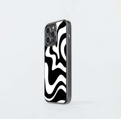 Monochrome Fluid Swirl Glass Case