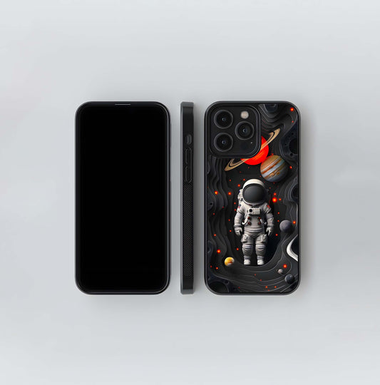 Astronaut and Planets Papercut Glass Case