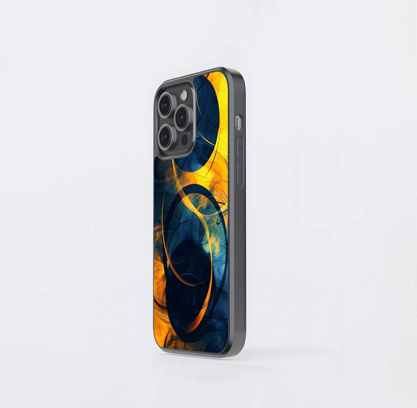 Abstract Cobalt and Gold Swirl Glass Case