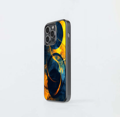Abstract Cobalt and Gold Swirl Glass Case