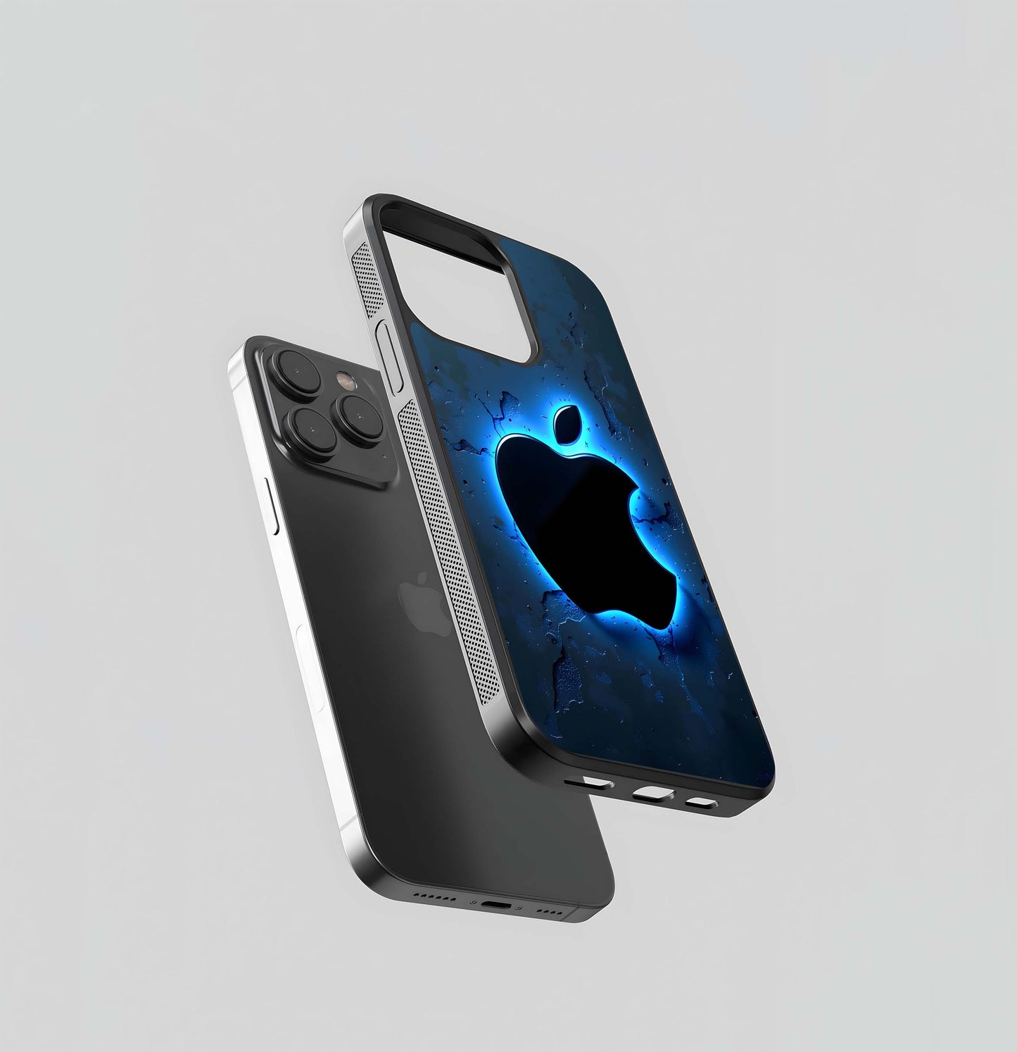 Blue Neon Apple Abyss Glass Case