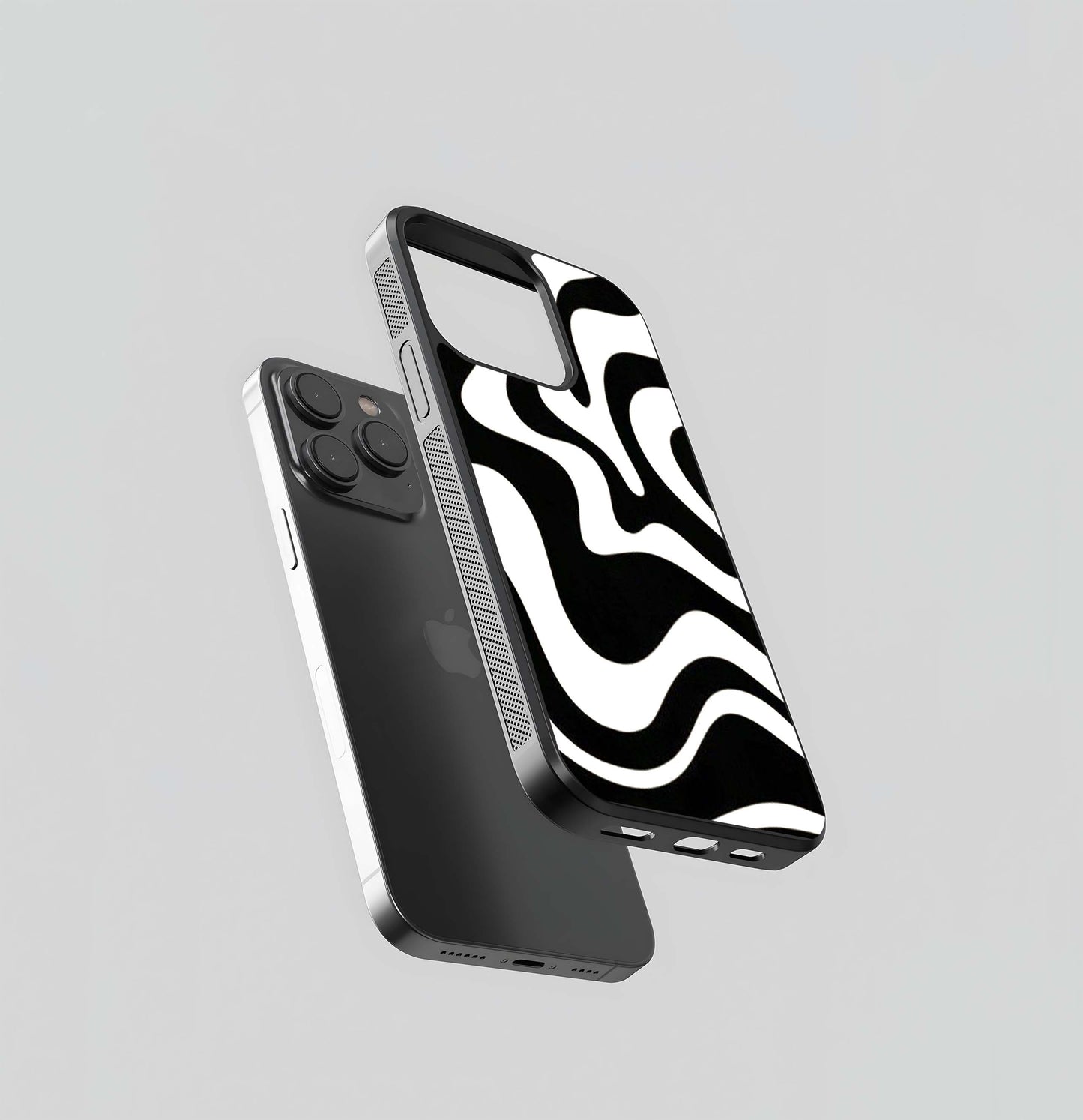 Monochrome Fluid Swirl Glass Case