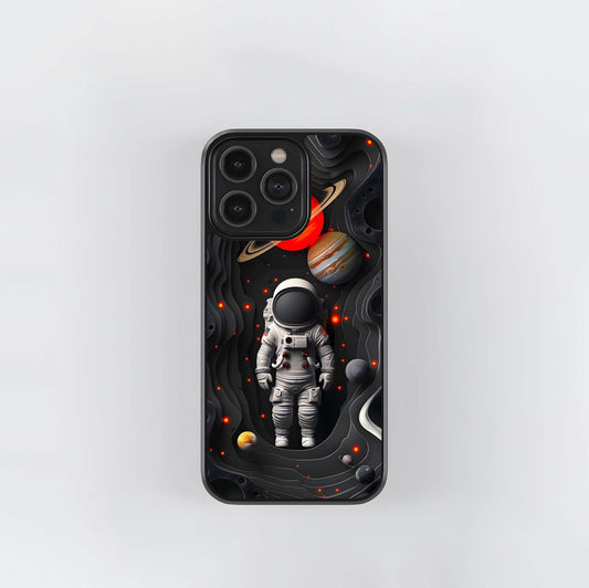 Astronaut and Planets Papercut Glass Case