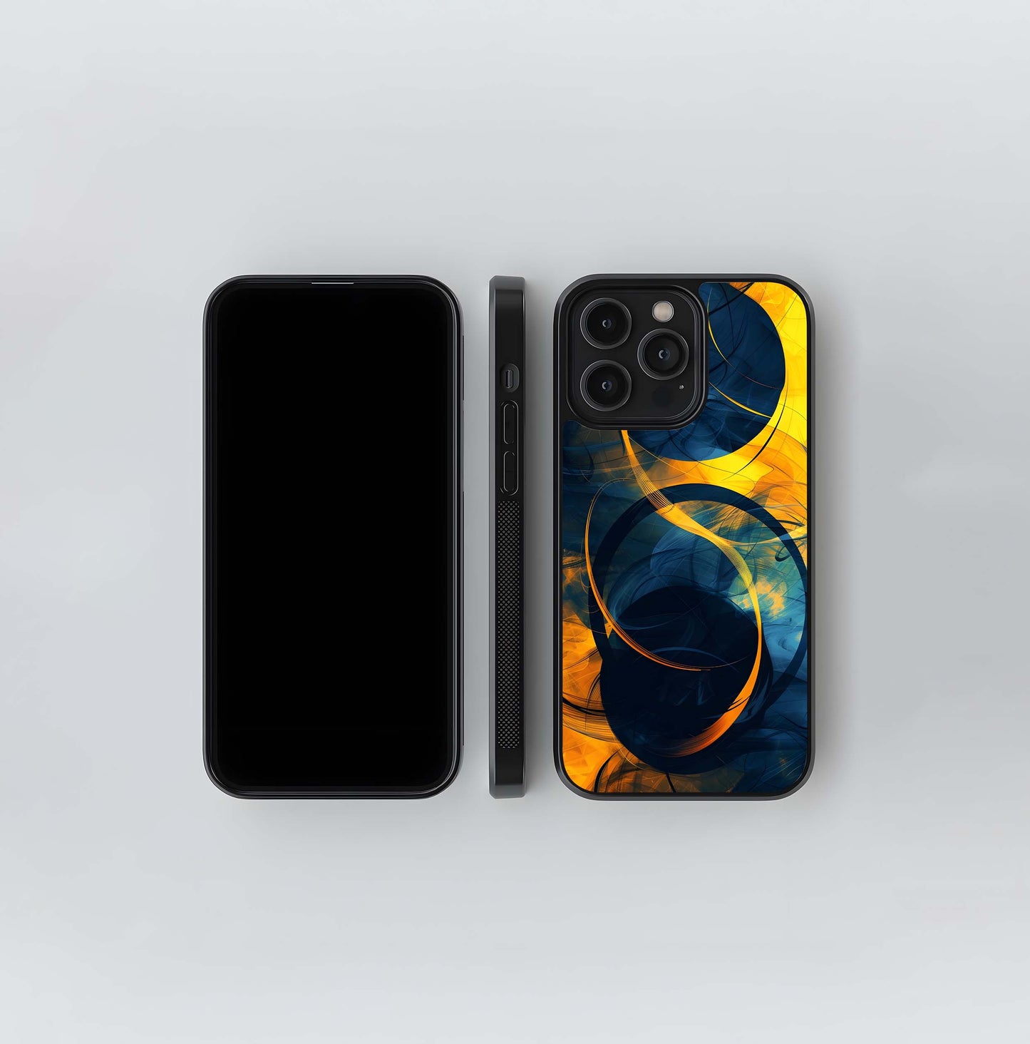 Abstract Cobalt and Gold Swirl Glass Case