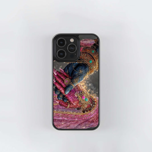 Radha Krishna Holding Hands Glass Case