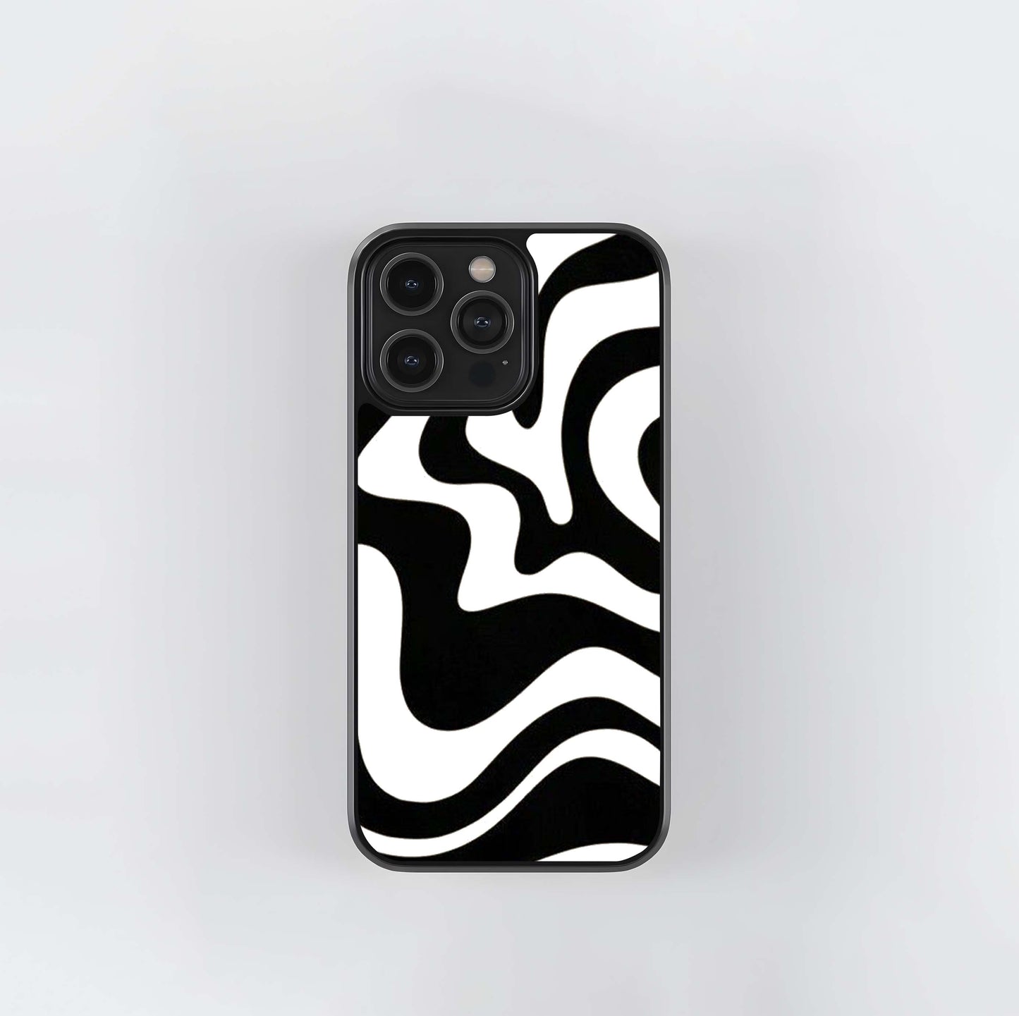 Monochrome Fluid Swirl Glass Case