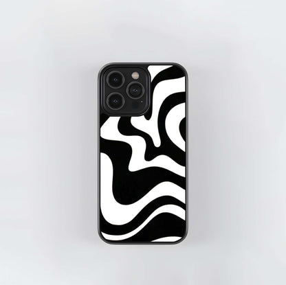 Monochrome Fluid Swirl Glass Case