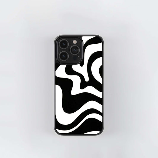 Monochrome Fluid Swirl Glass Case