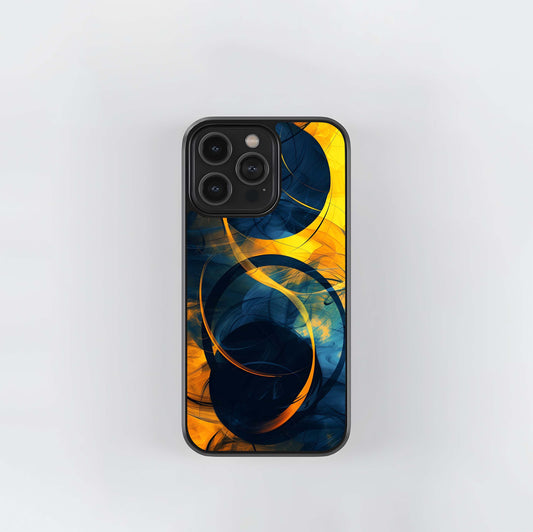 Abstract Cobalt and Gold Swirl Glass Case