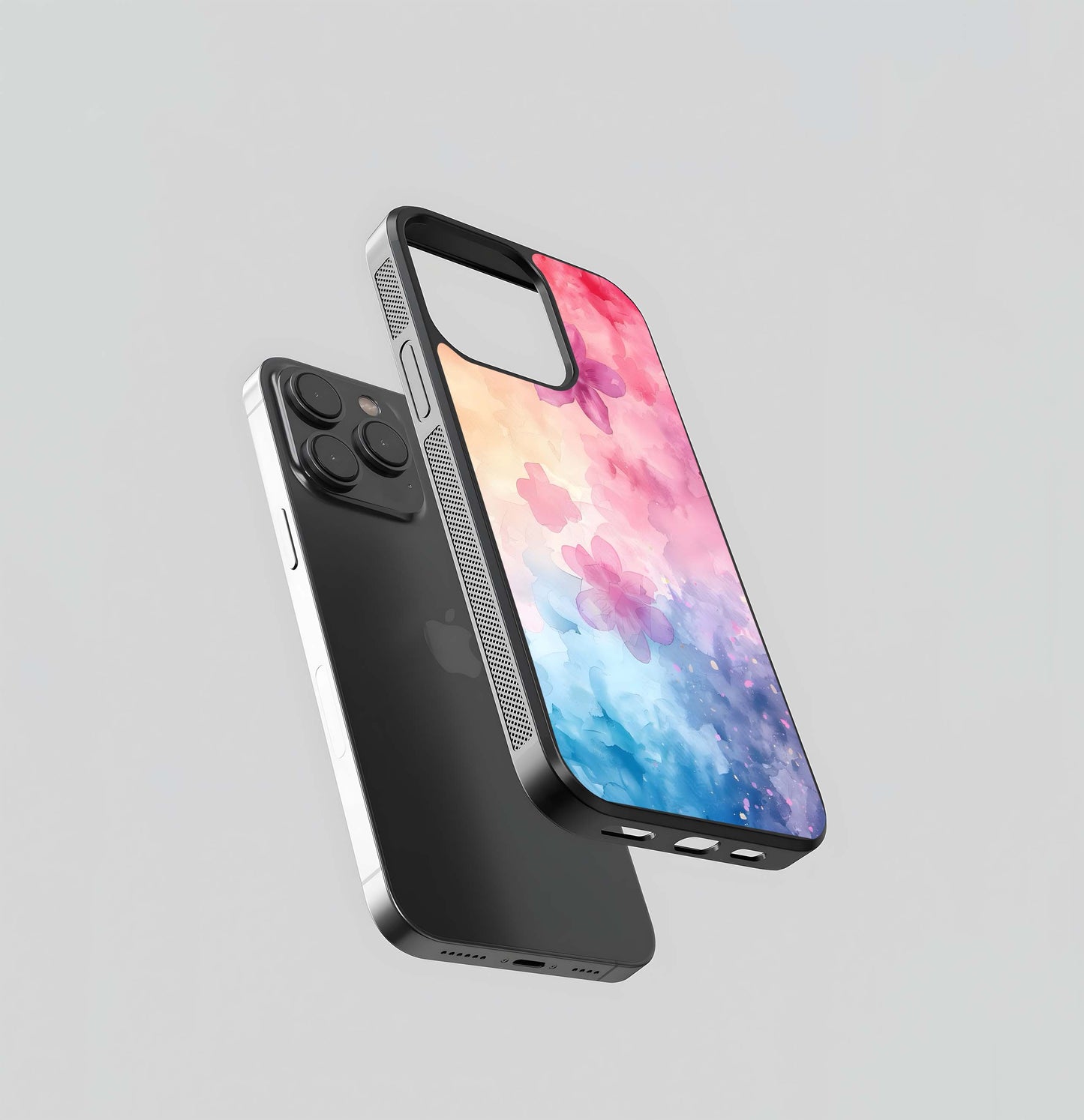 Ombre Watercolor Blooms Glass Case