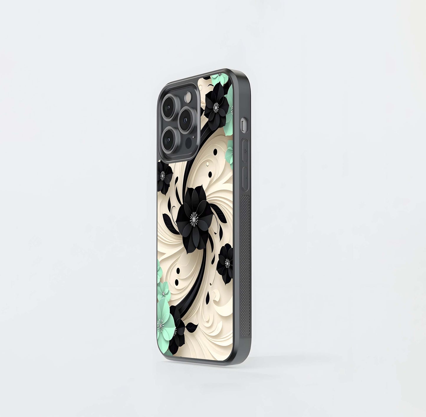 Onyx Mint Bloom Glass Case