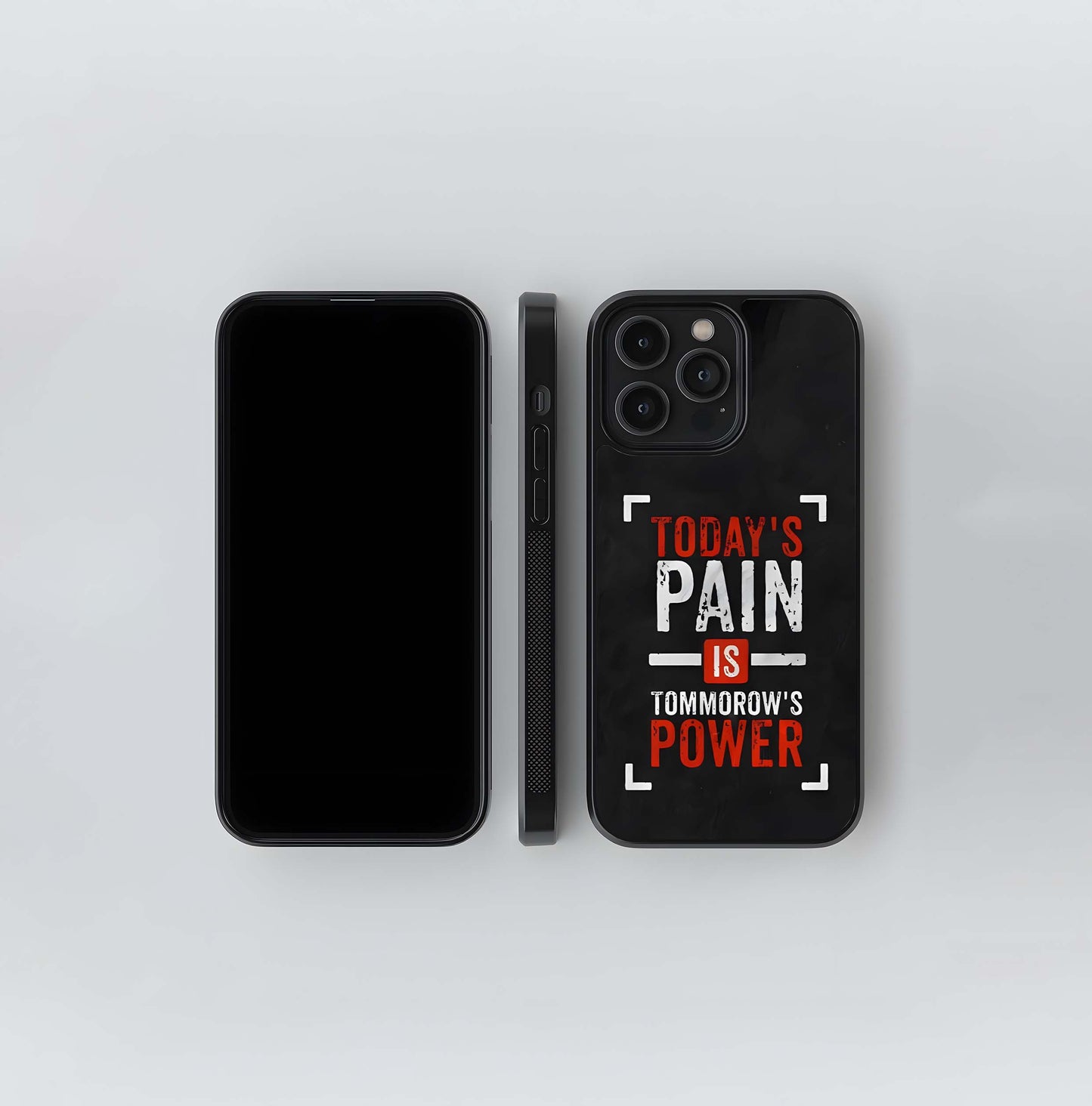 Pain is Power Motivational Typography Glass Case