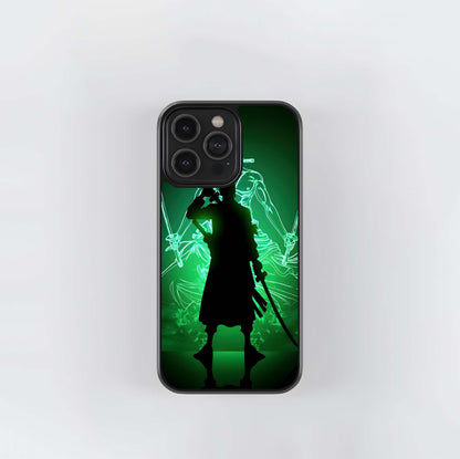 Zoro Neon Silhouette Glass Case