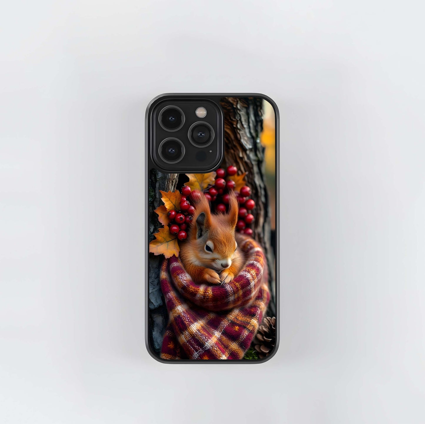 Cozy Autumn Squirrel Glass Case