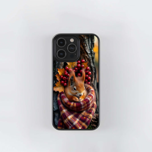 Cozy Autumn Squirrel Glass Case