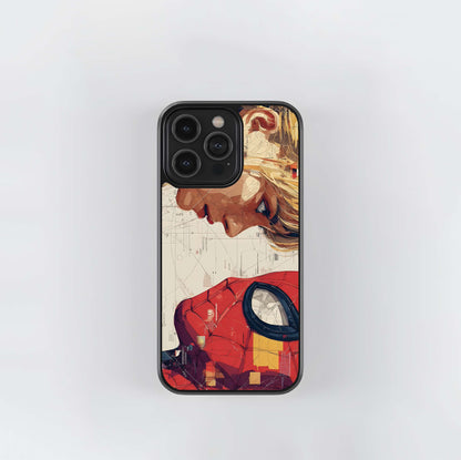 Spider-Man & Woman Abstract Art Glass Case