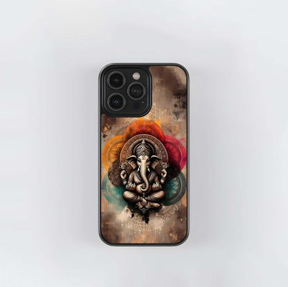 Vibgyor Ganesha Mandala Glass Case