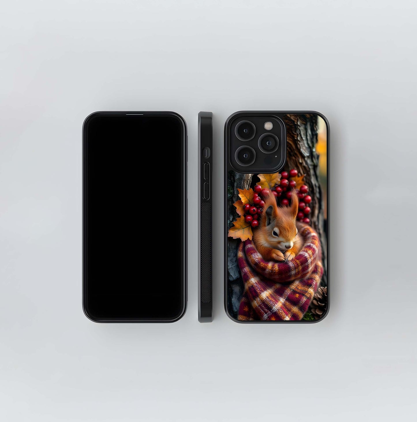 Cozy Autumn Squirrel Glass Case