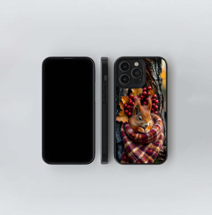 Cozy Autumn Squirrel Glass Case