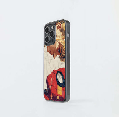 Spider-Man & Woman Abstract Art Glass Case