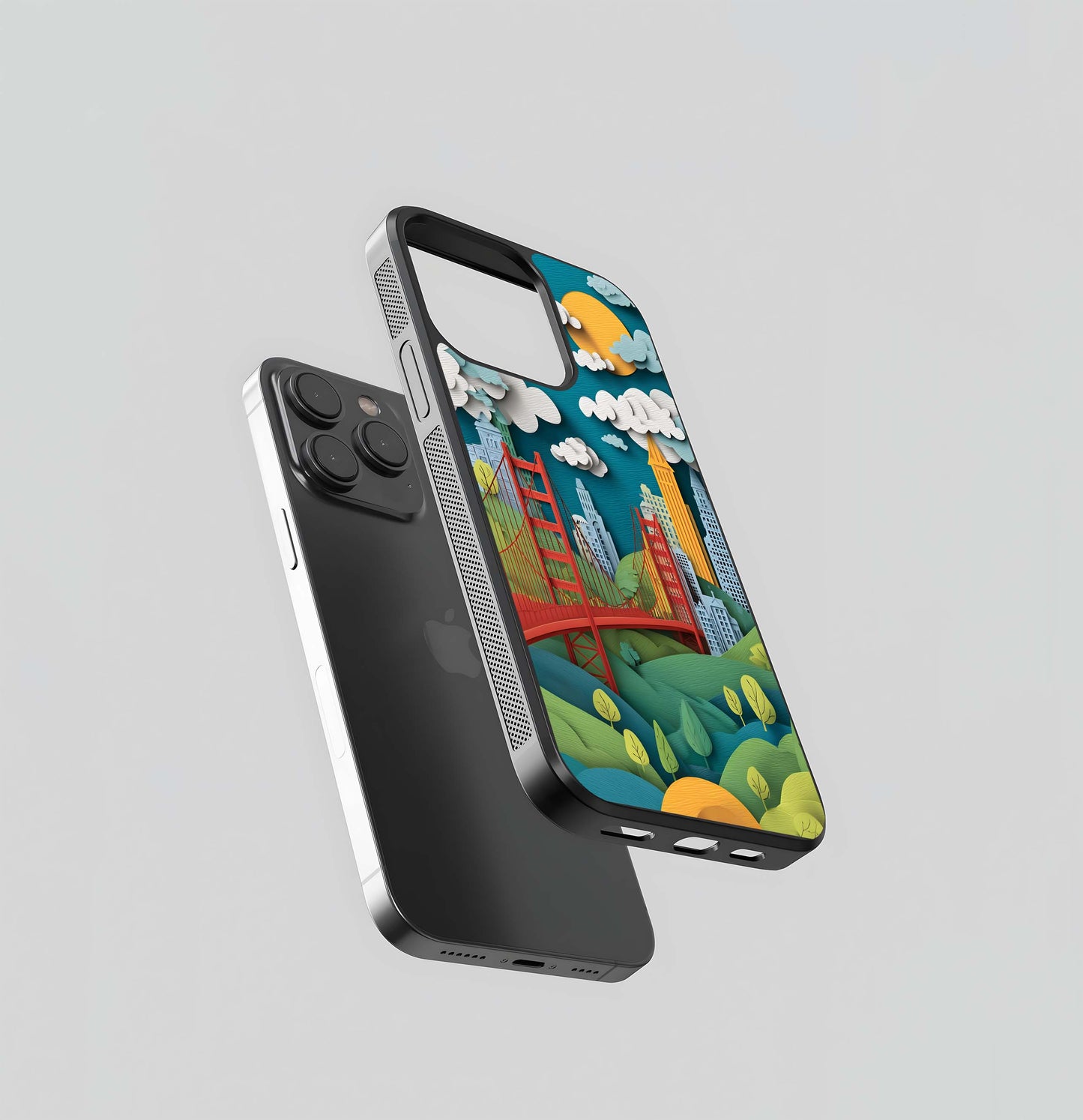 Paper Cut Golden Gate City Glass Case