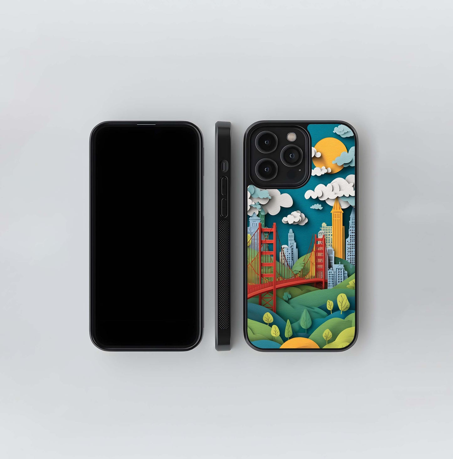 Paper Cut Golden Gate City Glass Case