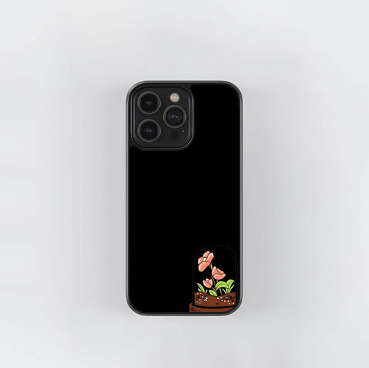 Orange Mini Flower Pot Glass Case