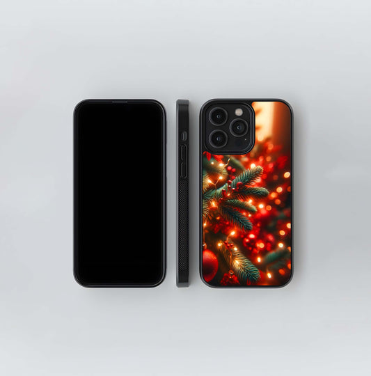 Classic Red Ornaments in a Snowy Forest Glass Case