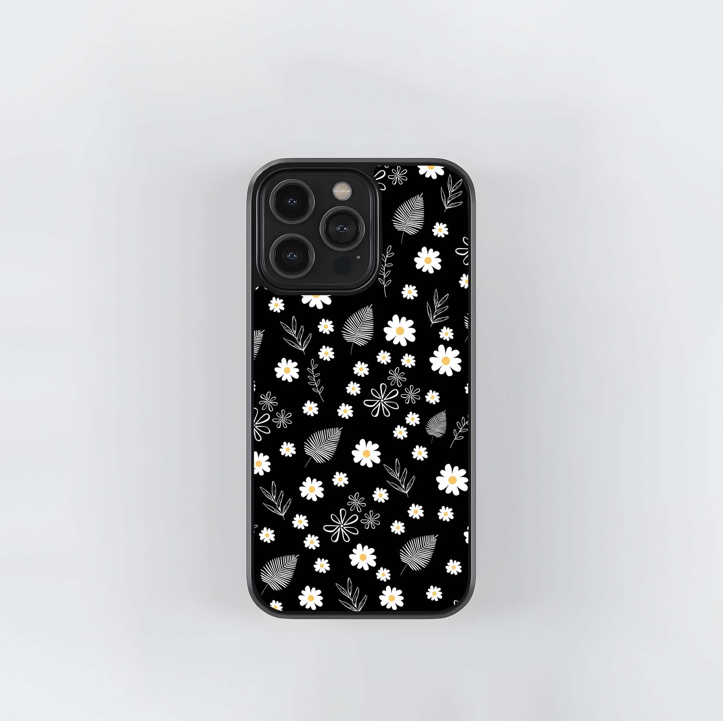 Daisy Flower With Leaf Glass Case